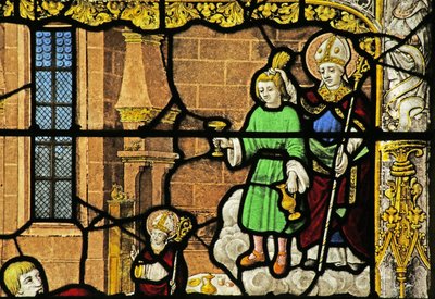 Window depicting Saint Nicholas: the Miracle of the Golden Cup by French School